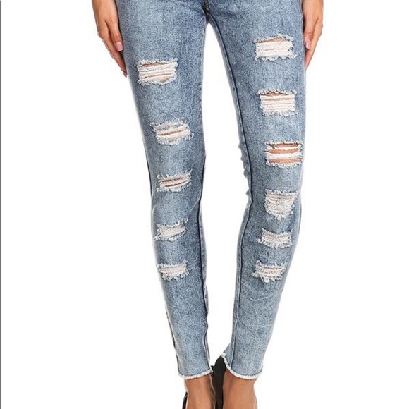 JVINI Stone Wash Distressed Jegging - Picture 2 of 6